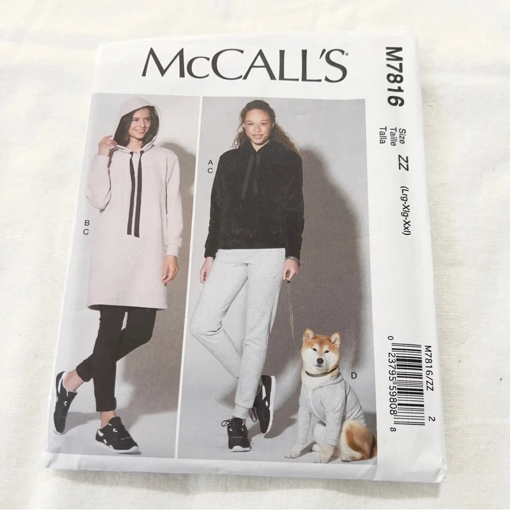 McCall’s M7816 Hoodie Set Pattern L-XXL Uncut Factory Folded